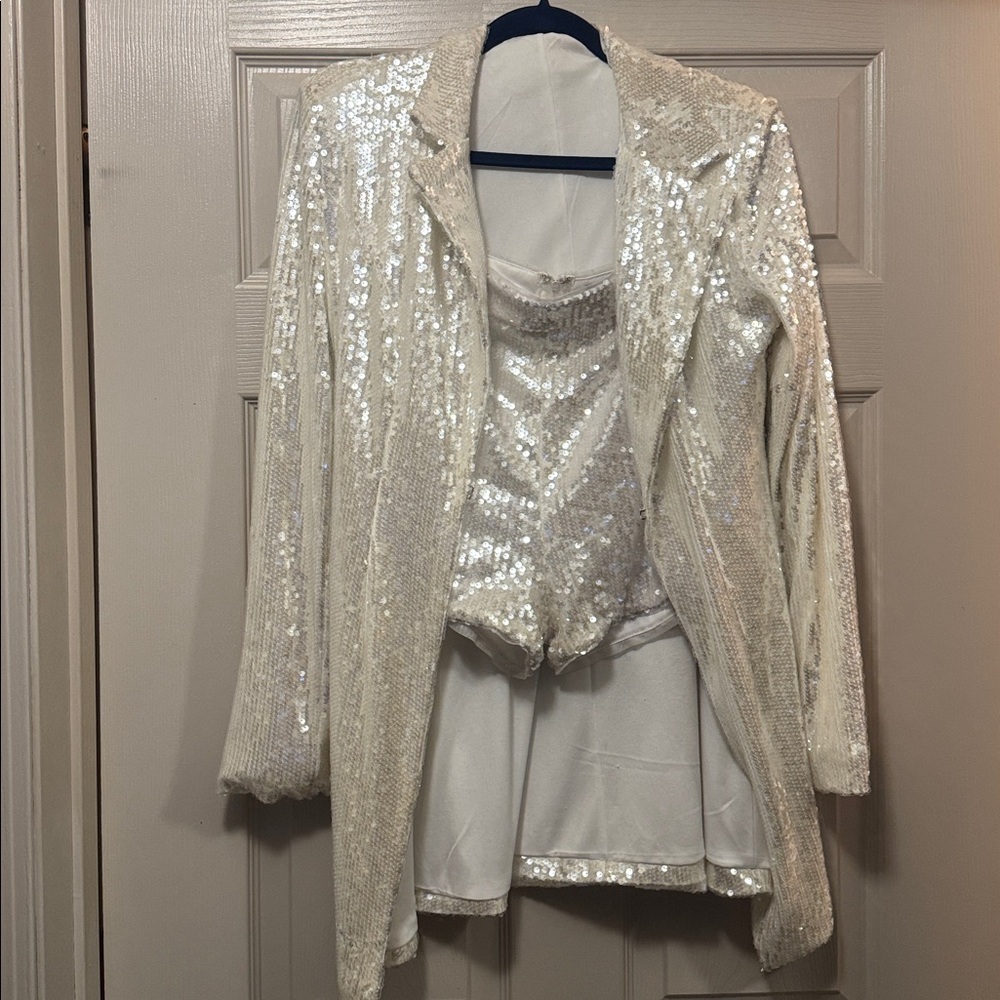 White Sequins Short Set